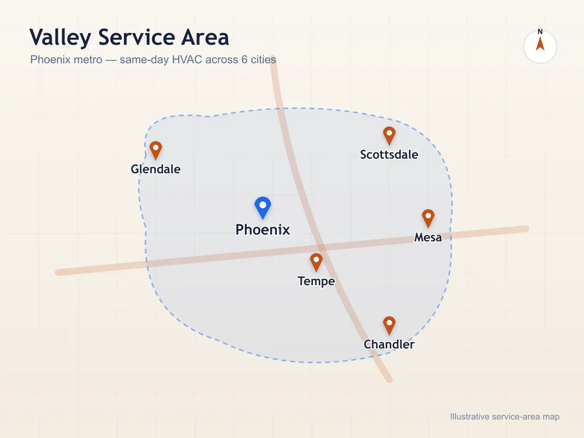 Map of the Phoenix metro service area covered by Copper State